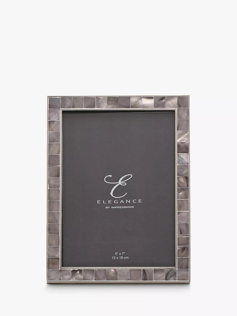 Impressions Elegance Mother of Pearl Photo Frame Grey 5 x 7 inches 13 x 18 cm, UK version