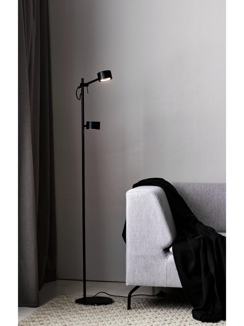 Nordlux dimmable floor lamp with two heads black (British brand)