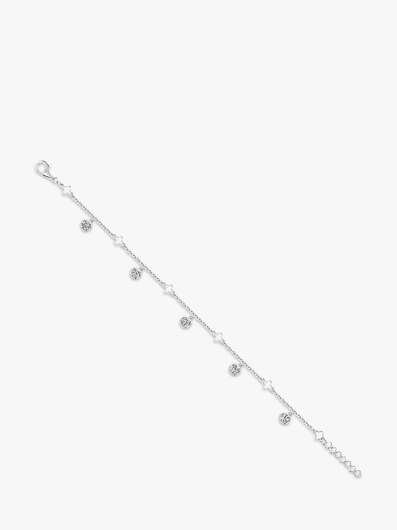 Jools by Jenny Brown clover charm bracelet silver cubic zirconia - British product