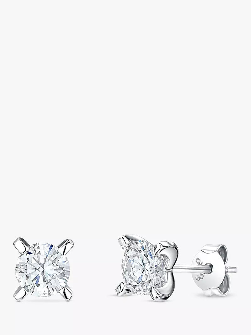 Jools cubic zirconia stud earrings, silver tone, imported from the UK