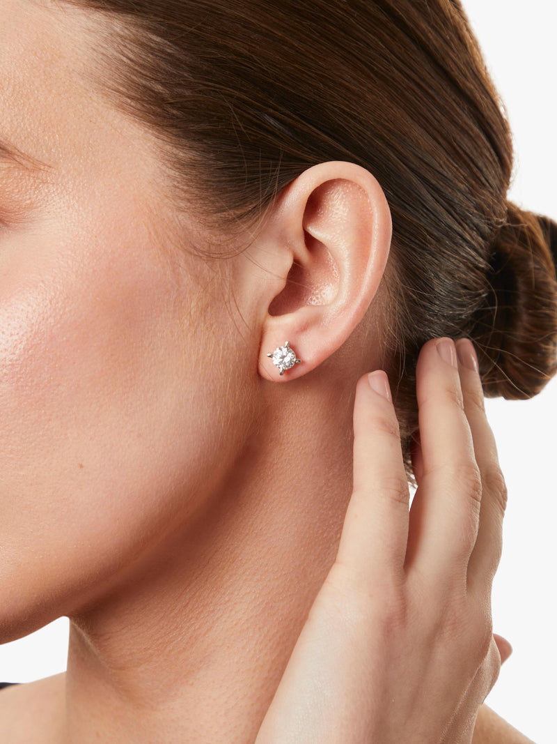 Jools cubic zirconia stud earrings, silver tone, imported from the UK