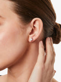 Jools cubic zirconia stud earrings, silver tone, imported from the UK