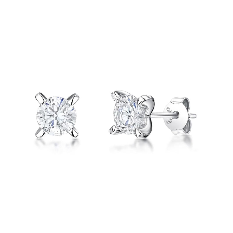 Jools cubic zirconia stud earrings, silver tone, imported from the UK
