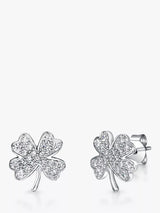 John Lewis Jools by Jenny Brown 4 Leaf Clover Cubic Zirconia Stud Earrings, Silver- Buy online at McGrocer
