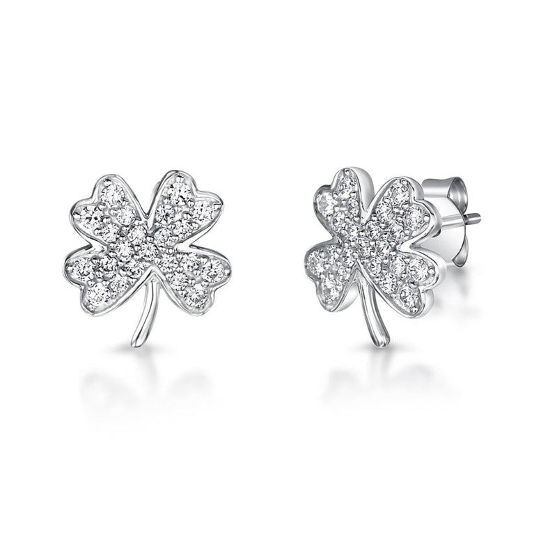 Jools 4 leaf clover cubic zirconia stud earrings, imported from the UK