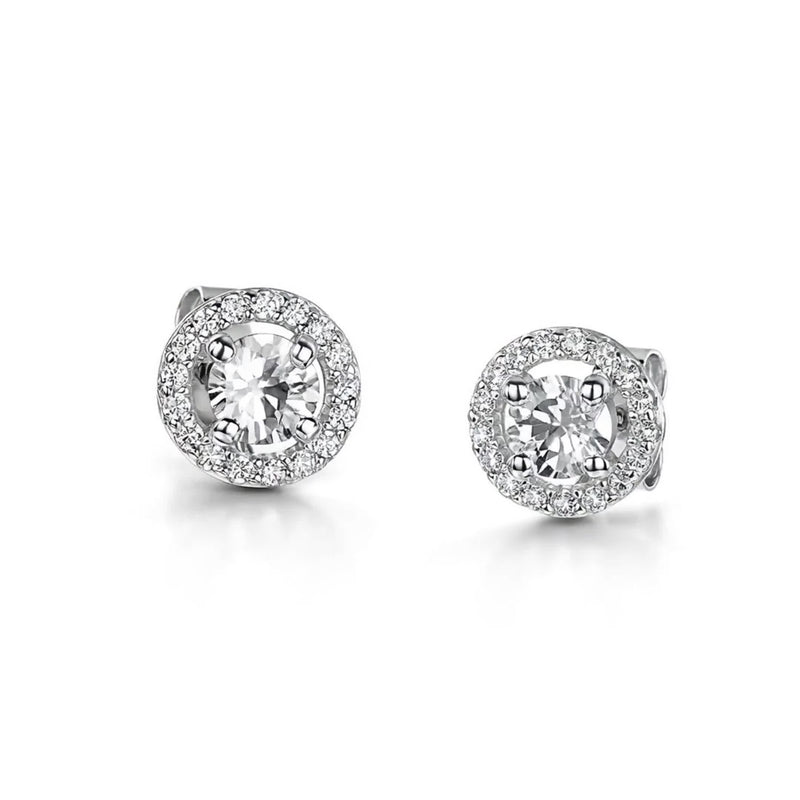 Jools cubic zirconia halo stud earrings 4mm, UK version