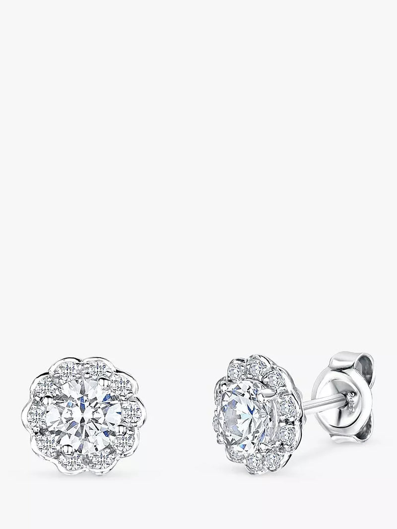 Jools by Jenny Brown cubic zirconia flower stud earrings 0.8cm - British product