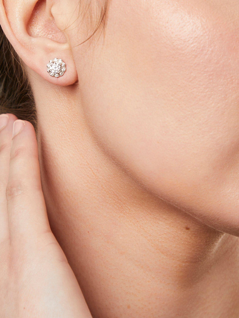 Jools by Jenny Brown cubic zirconia flower stud earrings 0.8cm - British product
