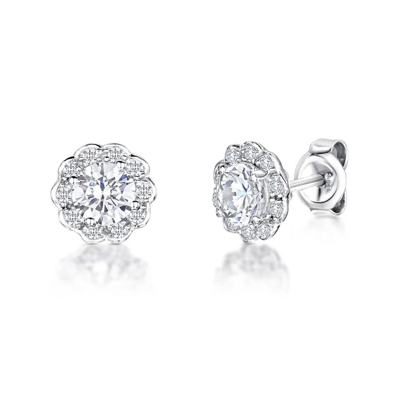 Jools by Jenny Brown cubic zirconia flower stud earrings 0.8cm - British product