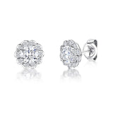 Jools by Jenny Brown cubic zirconia flower stud earrings 0.8cm - British product