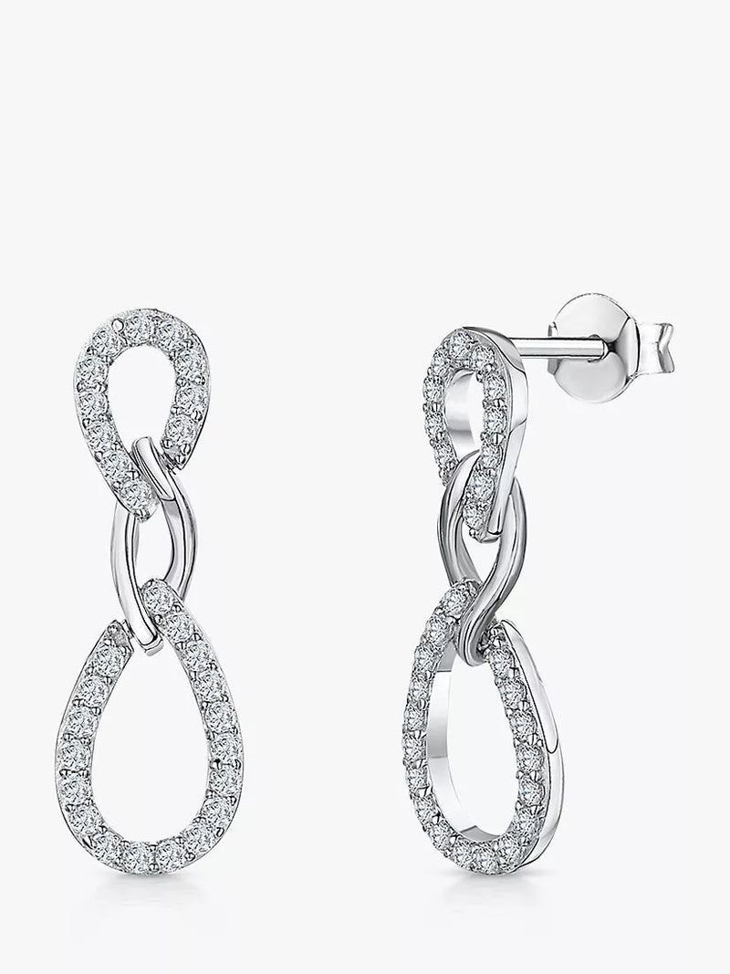Jools by Jenny Brown cubic zirconia silver drop earrings - British product