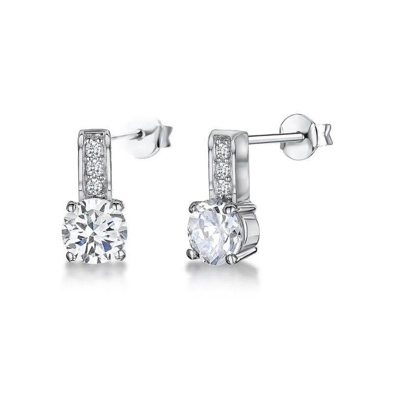 Jools cubic zirconia pave bale stud earrings silver, UK version
