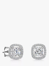 John Lewis Jools by Jenny Brown Cubic Zirconia Cushion Halo Stud Earrings, Silver- Buy online at McGrocer