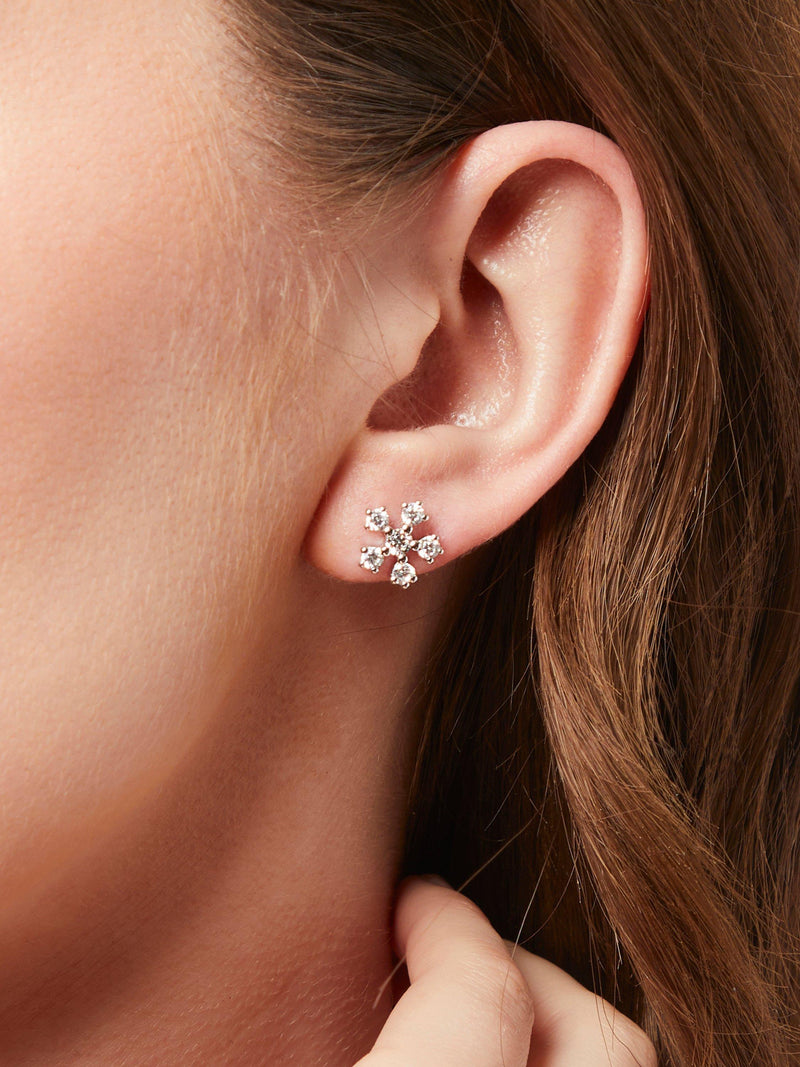Jools by Jenny Brown snowflake cubic zirconia stud earrings silver, UK version