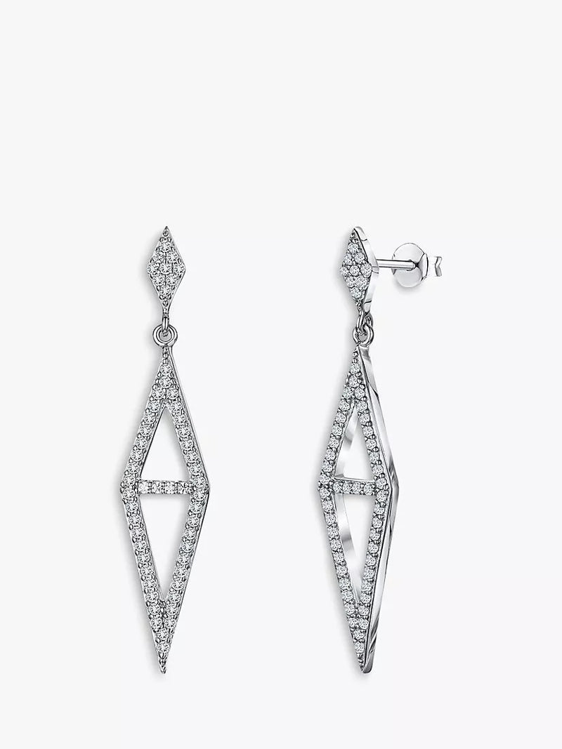 Jools by Jenny Brown cubic zirconia drop earrings silver - British product