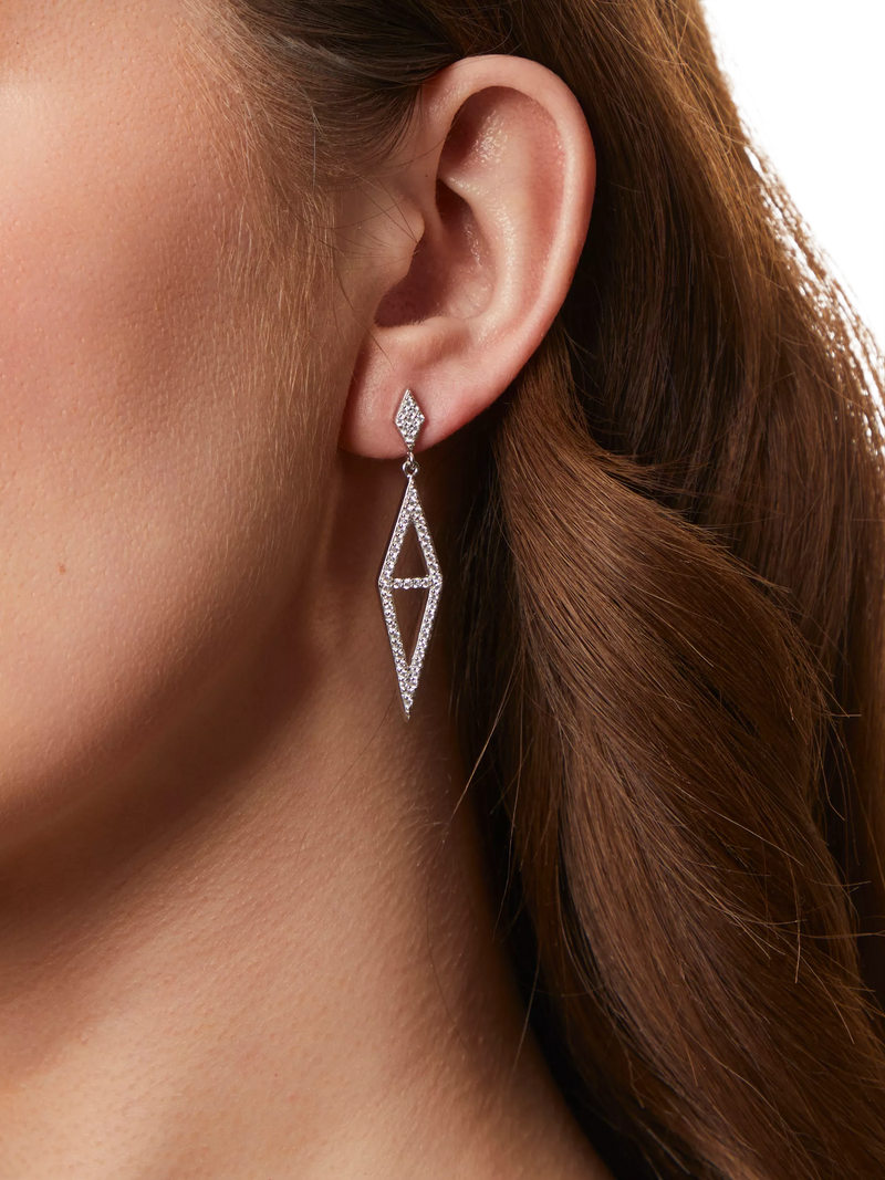Jools by Jenny Brown cubic zirconia drop earrings silver - British product