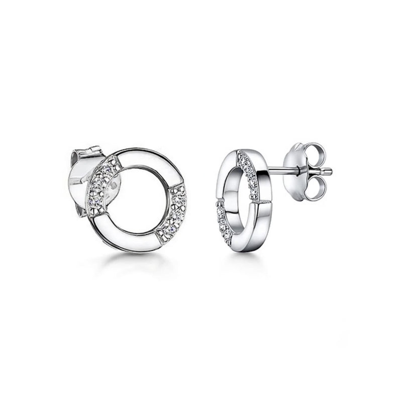 Jools by Jenny Brown half pave circle stud earrings (British brand)