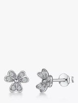 John Lewis Jools by Jenny Brown Cubic Zirconia Heart Petal Stud Earrings, Silver, 8mm- Buy online at McGrocer