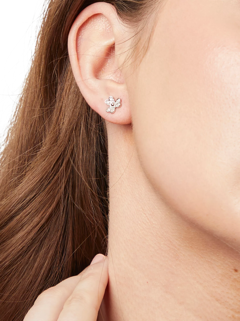 Jools by Jenny Brown cubic zirconia heart petal stud earrings 8mm (British brand)