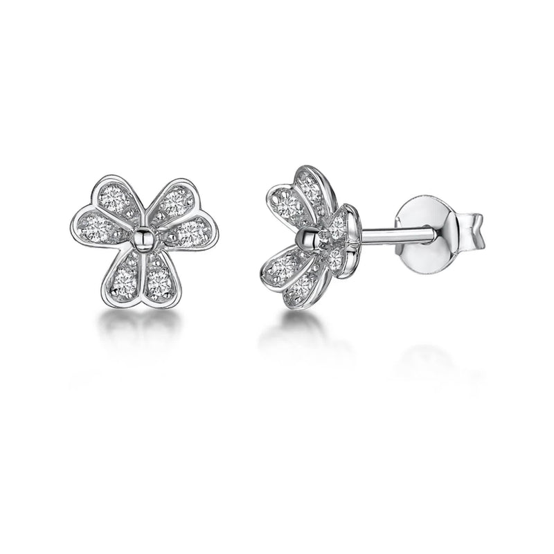 Jools by Jenny Brown cubic zirconia heart petal stud earrings 8mm (British brand)