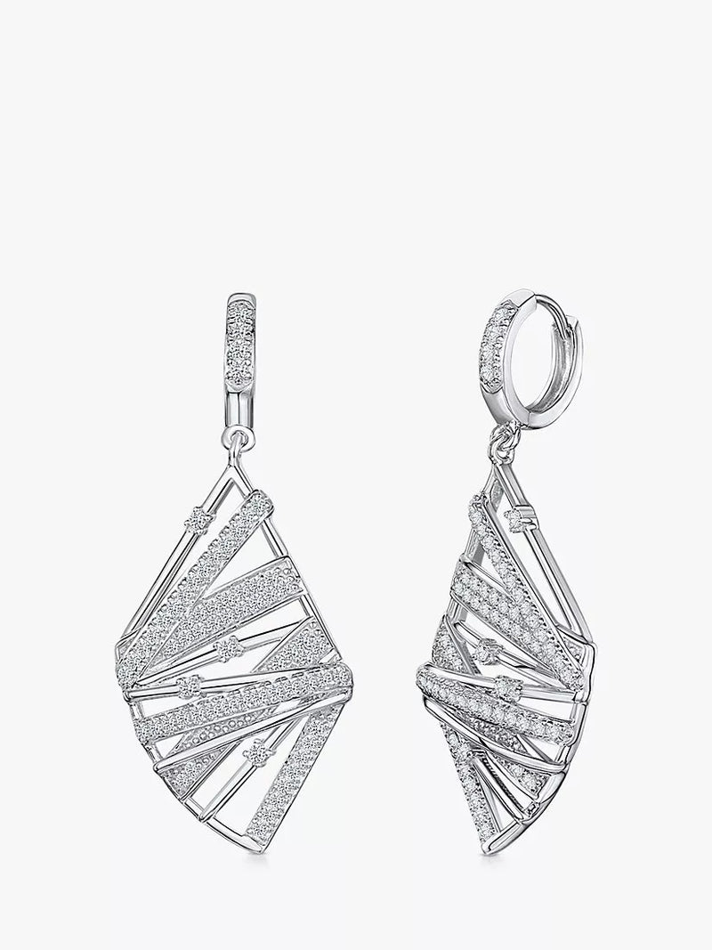 Jools by Jenny Brown cubic zirconia drop earrings in rhodium silver, UK version