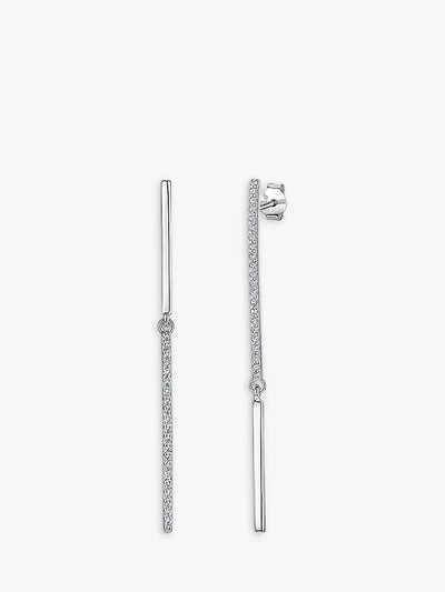 John Lewis Jools by Jenny Brown Long Pave Bar Drop Earrings, Silver- Buy online at McGrocer