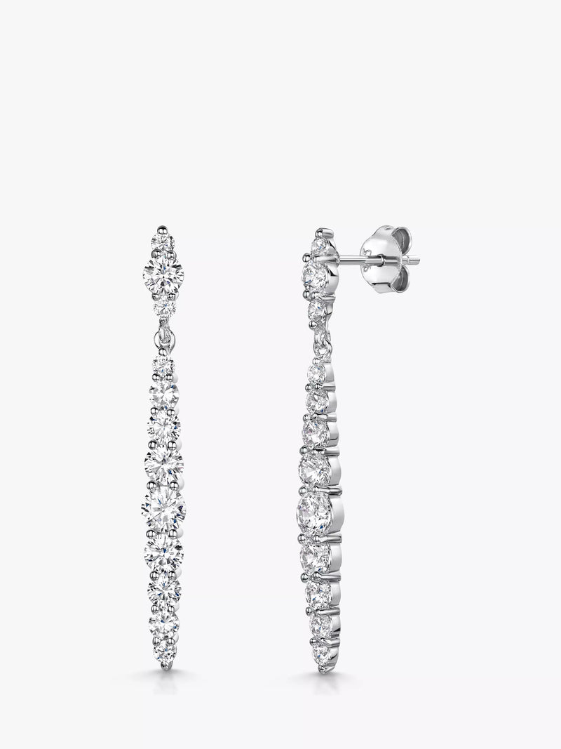 Jools by Jenny Brown Cubic Zirconia Elongated Oval Drop Earrings, Silver