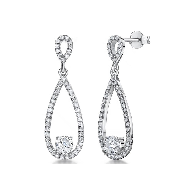 Jools by Jenny Brown open teardrop cubic zirconia earrings 3.4cm, UK version
