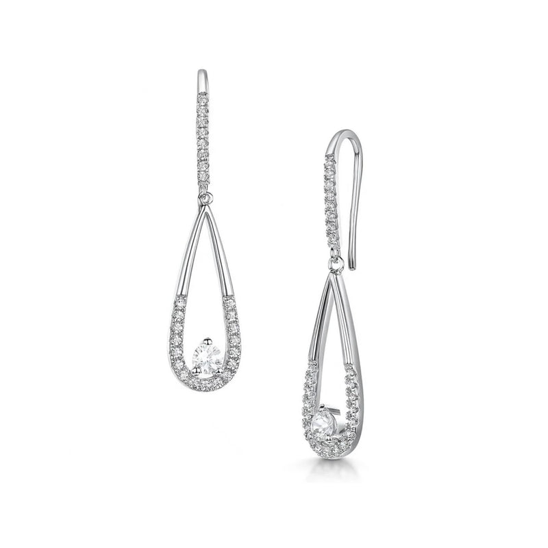 Jools by Jenny Brown cubic zirconia teardrop earrings silver - British product