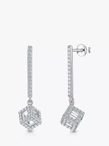 John Lewis Jools by Jenny Brown Pave Cubic Zirconia Cube Drop Earrings, Silver- Buy online at McGrocer