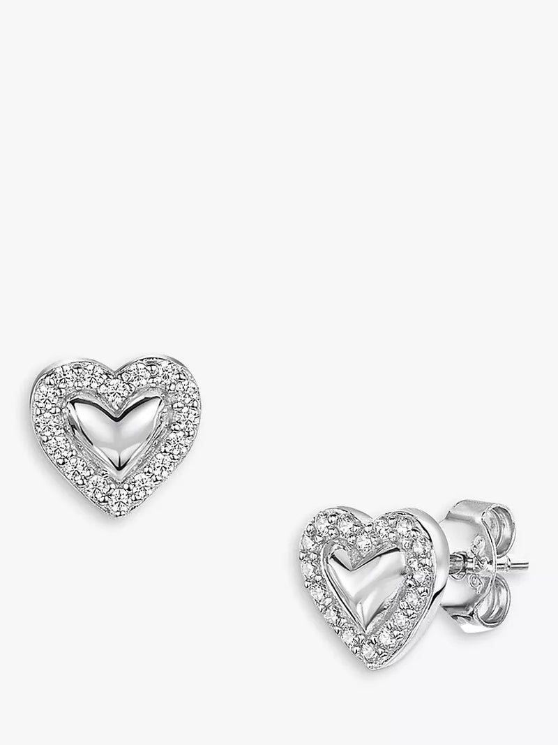 Jools by Jenny Brown heart earrings cubic zirconia, imported from the UK