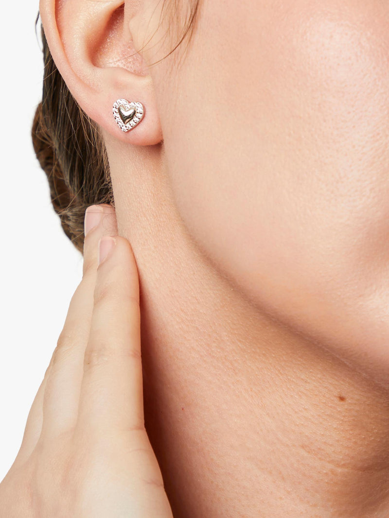 Jools by Jenny Brown heart earrings cubic zirconia, imported from the UK
