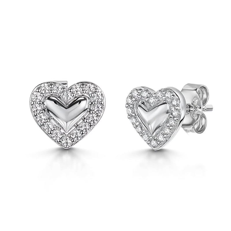 Jools by Jenny Brown heart earrings cubic zirconia, imported from the UK