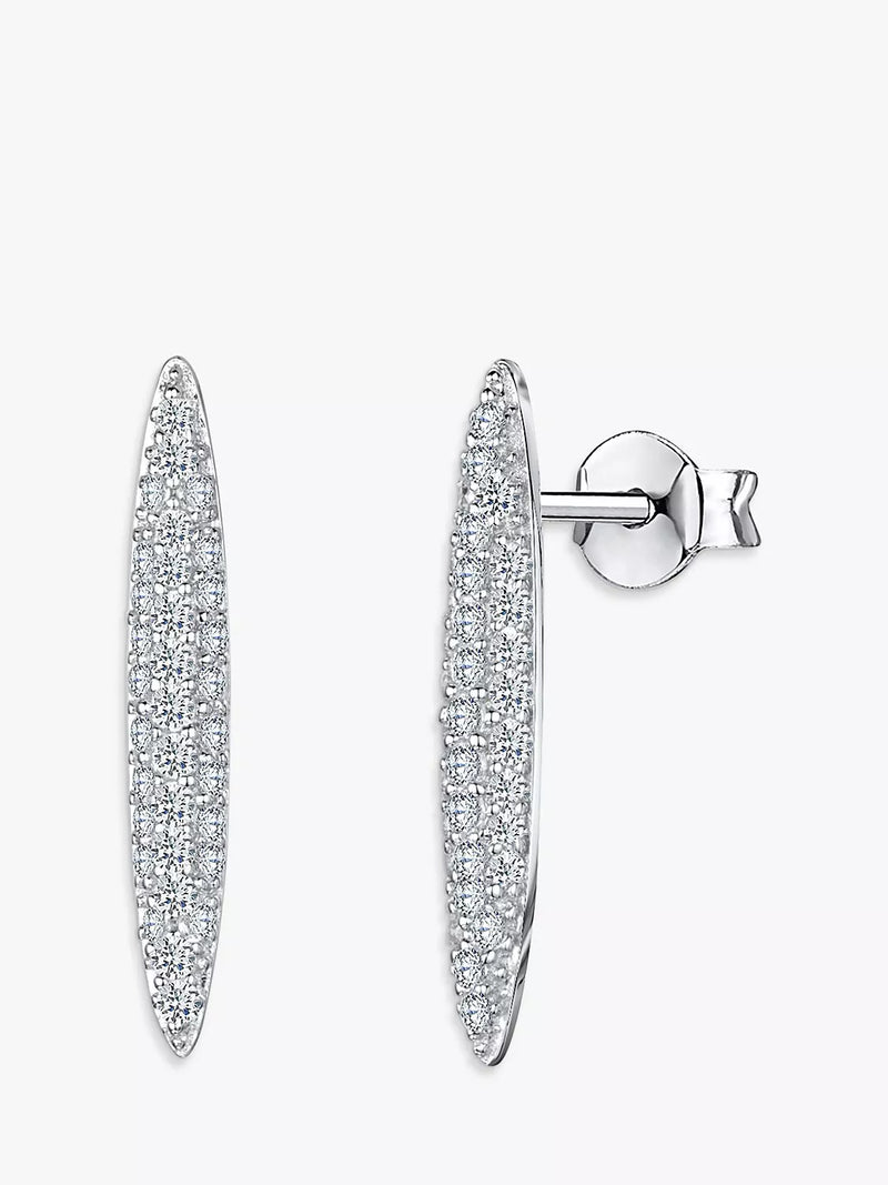 Jools by Jenny Brown silver pave cubic zirconia stem drop earrings (British brand)