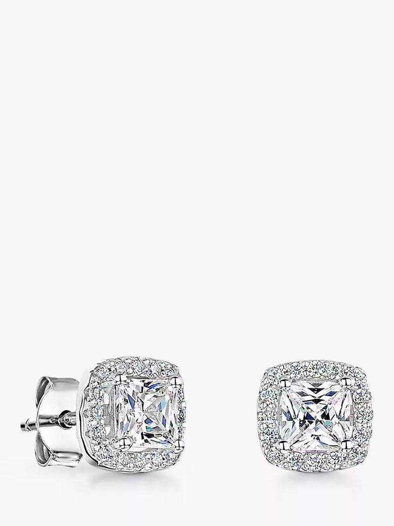 Jools by Jenny Brown princess cut cubic zirconia stud earrings, UK version