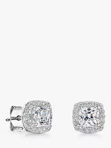 John Lewis Jools by Jenny Brown Cubic Zirconia Princess Cut Halo Stud Earrings, Silver- Buy online at McGrocer