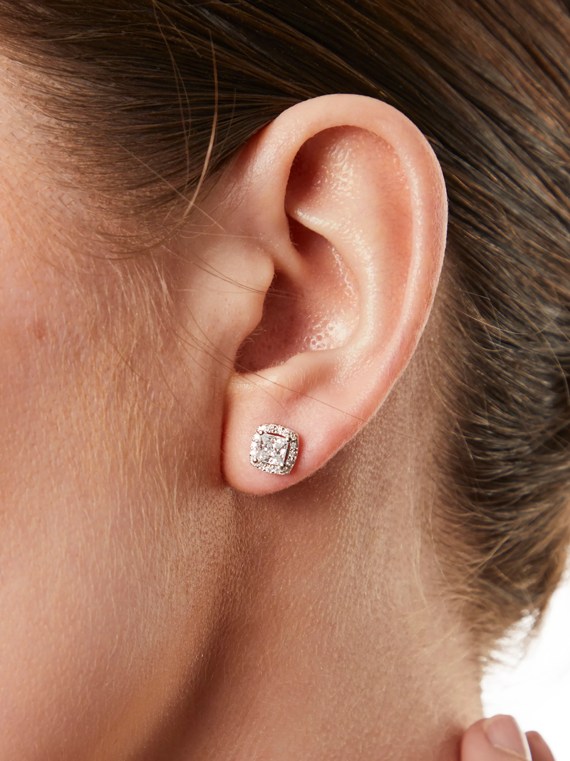 Jools by Jenny Brown princess cut cubic zirconia stud earrings, UK version