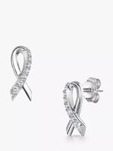 John Lewis Jools by Jenny Brown Cubic Zirconia Ribbon Stud Earrings, Silver- Buy online at McGrocer