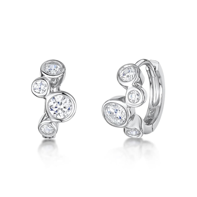 Jools by Jenny Brown cubic zirconia huggie earrings in sterling silver (British brand)