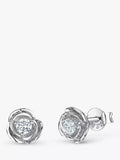 Jools by Jenny Brown cubic zirconia rose stud earrings silver (British brand)