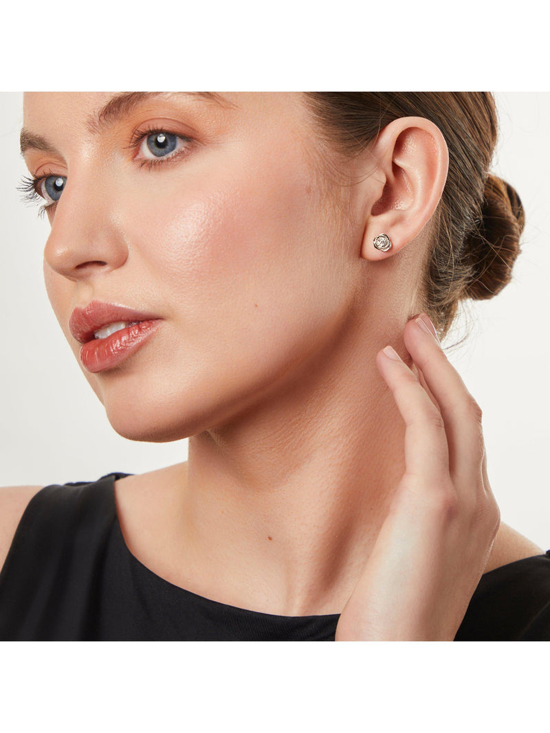 Jools by Jenny Brown cubic zirconia rose stud earrings silver (British brand)