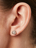 Jools by Jenny Brown cubic zirconia rose stud earrings silver (British brand)