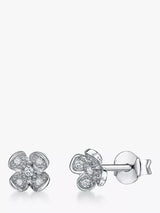 John Lewis Jools by Jenny Brown Cubic Zirconia Petal Stud Earrings, Silver, 7.5mm- Buy online at McGrocer