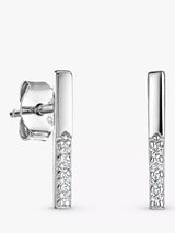 John Lewis Jools by Jenny Brown Small Pave Bar Stud Earrings Silver- Buy online at McGrocer