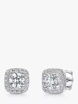 John Lewis Jools by Jenny Brown Cubic Zirconia Square Halo Stud Earrings Silver- Buy online at McGrocer