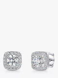 Jools by Jenny Brown silver cubic zirconia square halo stud earrings, UK version