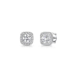 Jools by Jenny Brown silver cubic zirconia square halo stud earrings, UK version