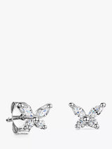 John Lewis Jools by Jenny Brown Tiny Marquise Cubic Zirconia Butterfly Stud Earrings, Silver- Buy online at McGrocer
