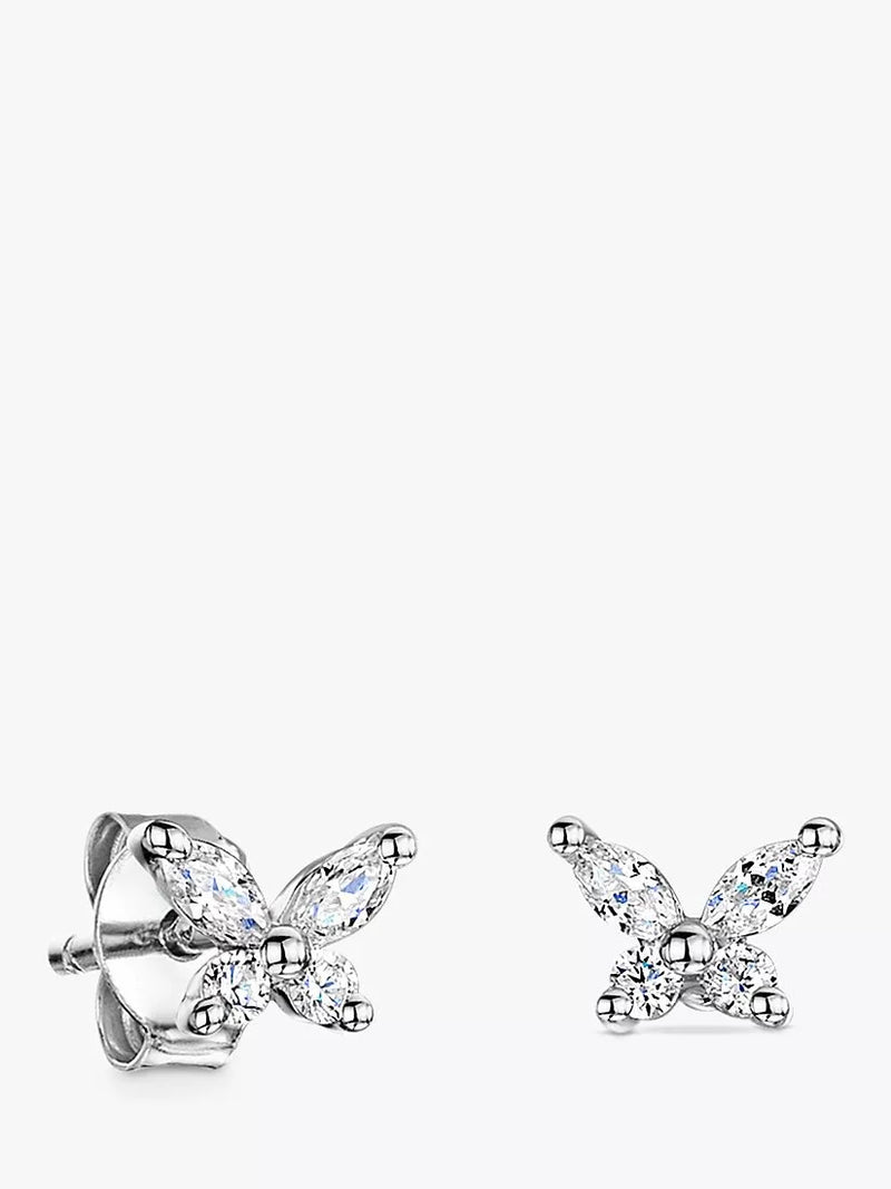 Jools by Jenny Brown cubic zirconia butterfly stud earrings, UK version