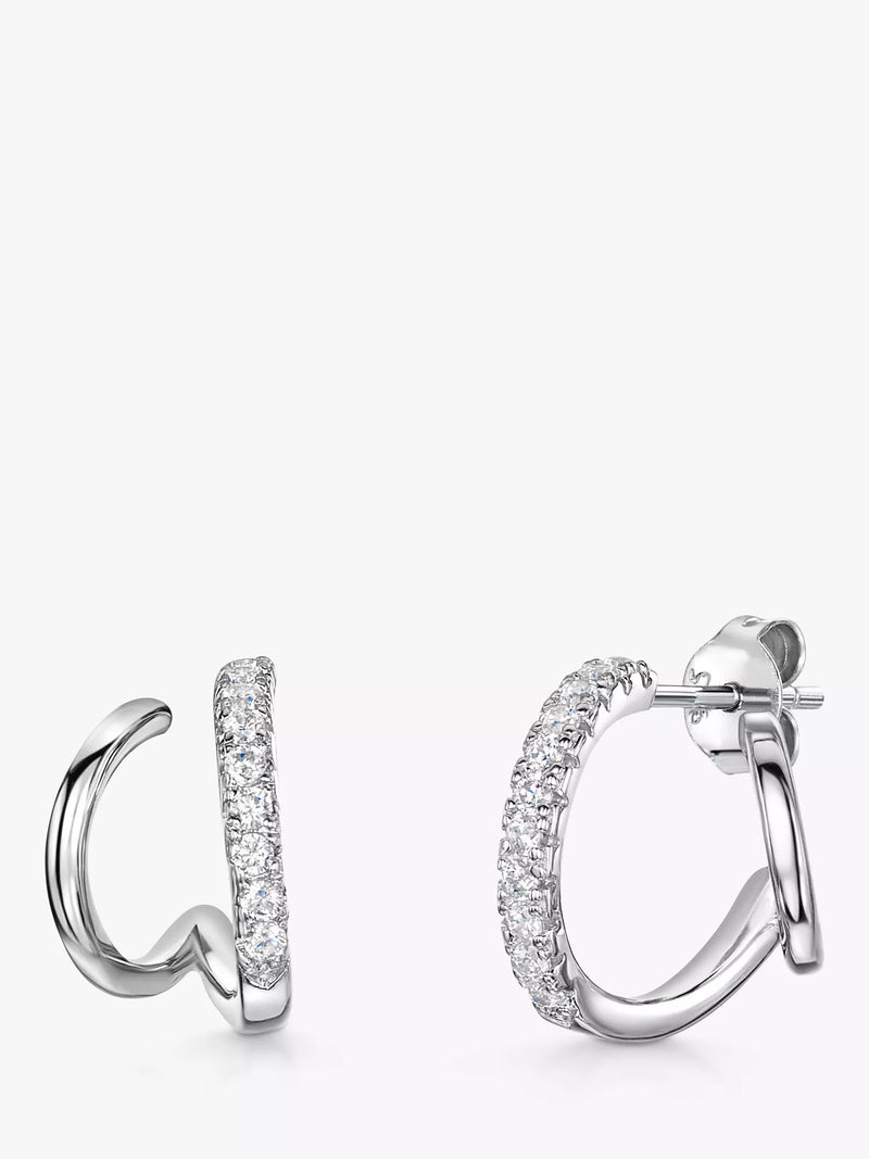 Jools by Jenny Brown twist huggie cubic zirconia earrings 1.4cm (British brand)
